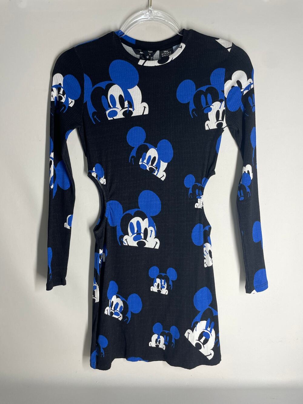 Desigual Disney Mickey Ribbed Bodycon Dress Long Sleeve Mini NEW Novelty Medium